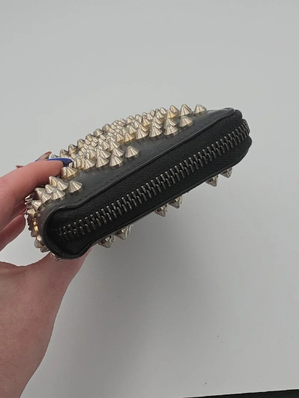 Christian Louboutin Black Studded Gold/Silver/Gun Metal Zip Long Wallet (EUC)✨️